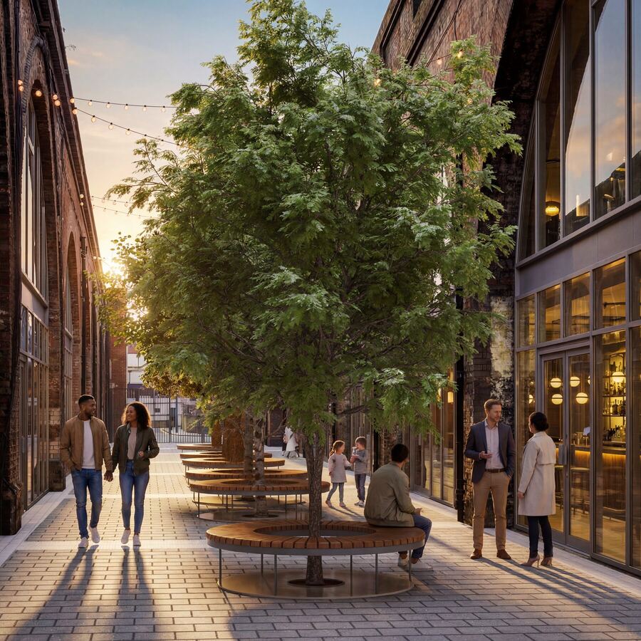 Kilburn Mews from the rear, tree feature