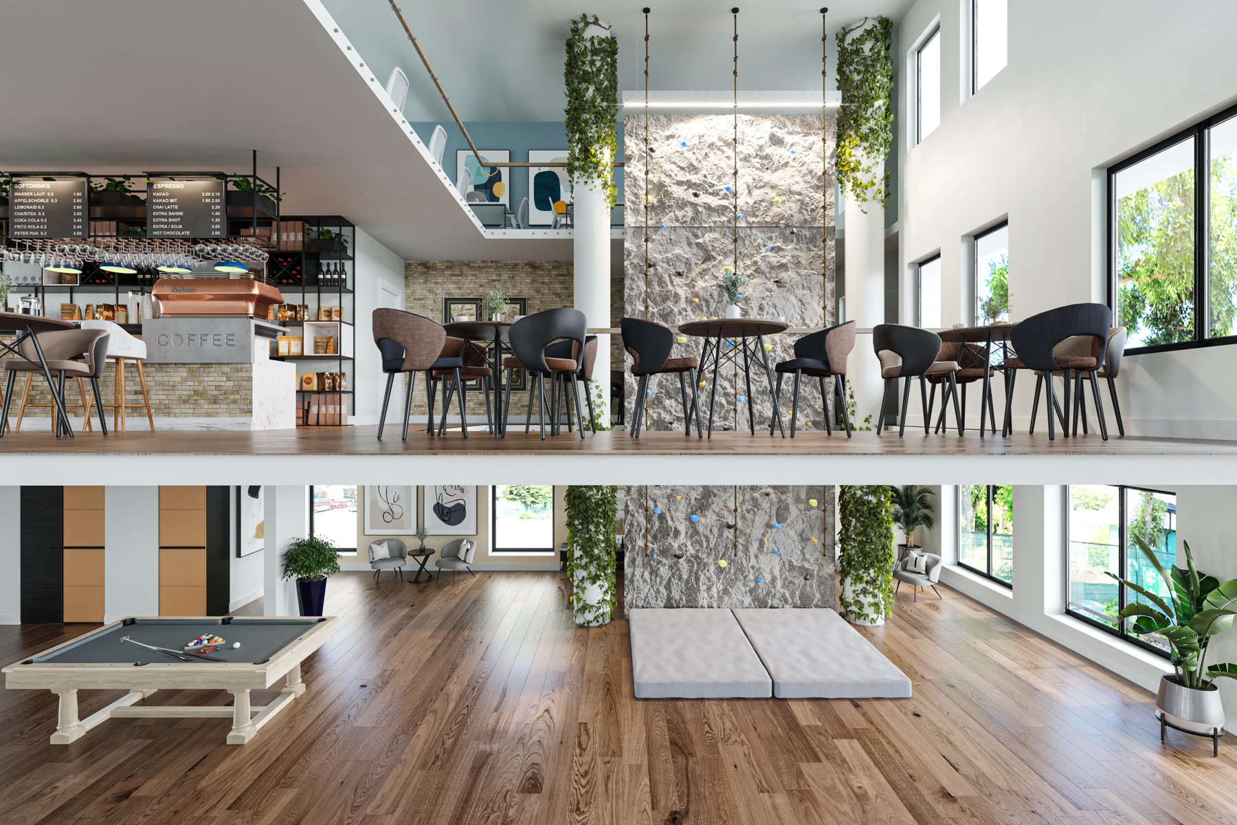 Powell Road ground-floor commercial unit, Cat B coffee and climbing concept