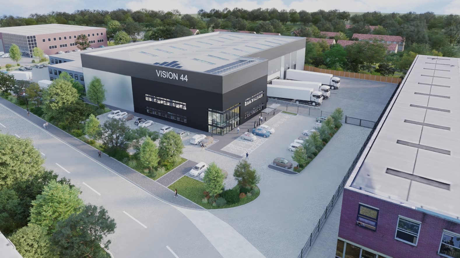 Woodside Industrial Estate, aerial CGI