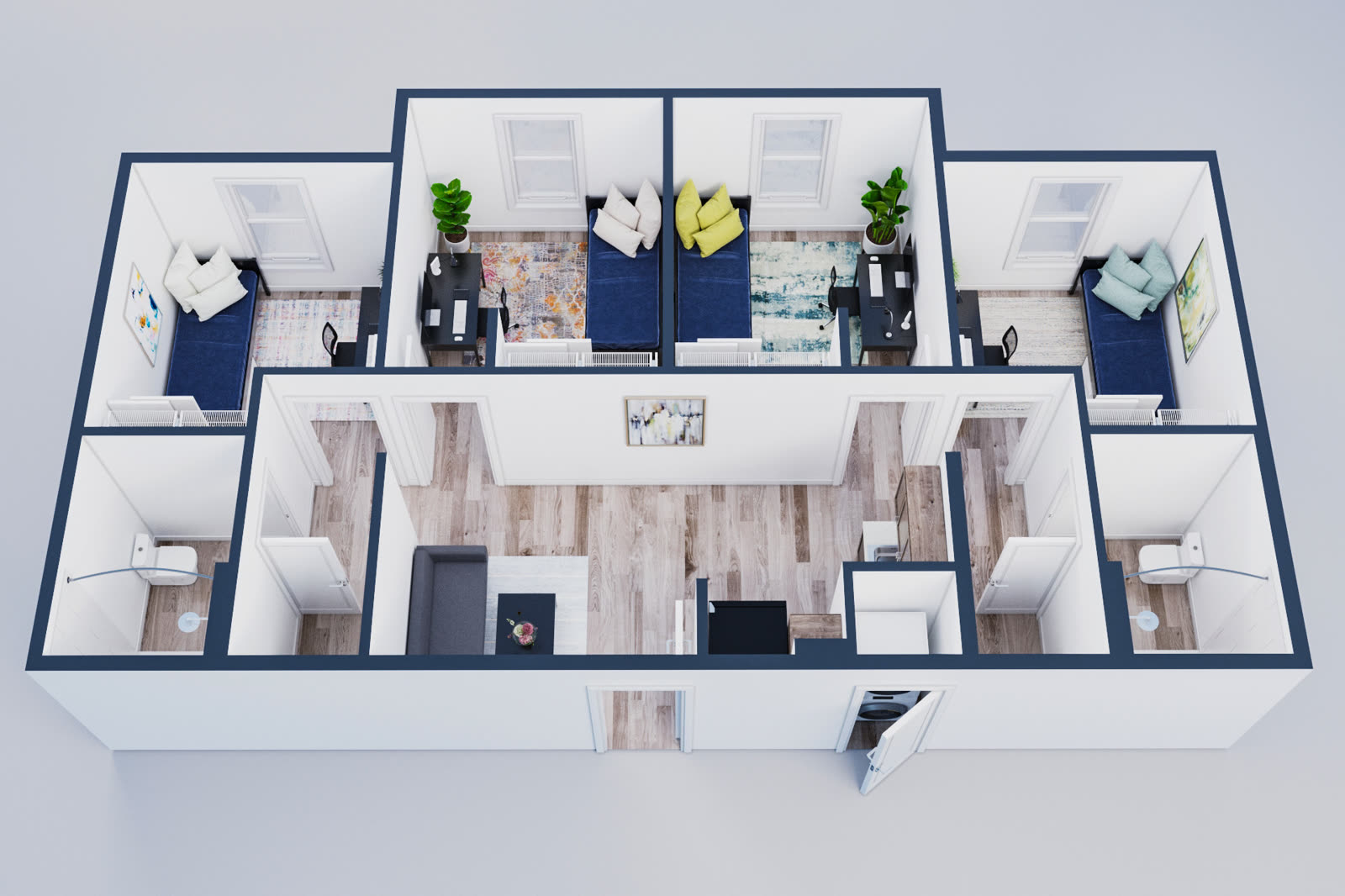 3D floor plan, residential apartment