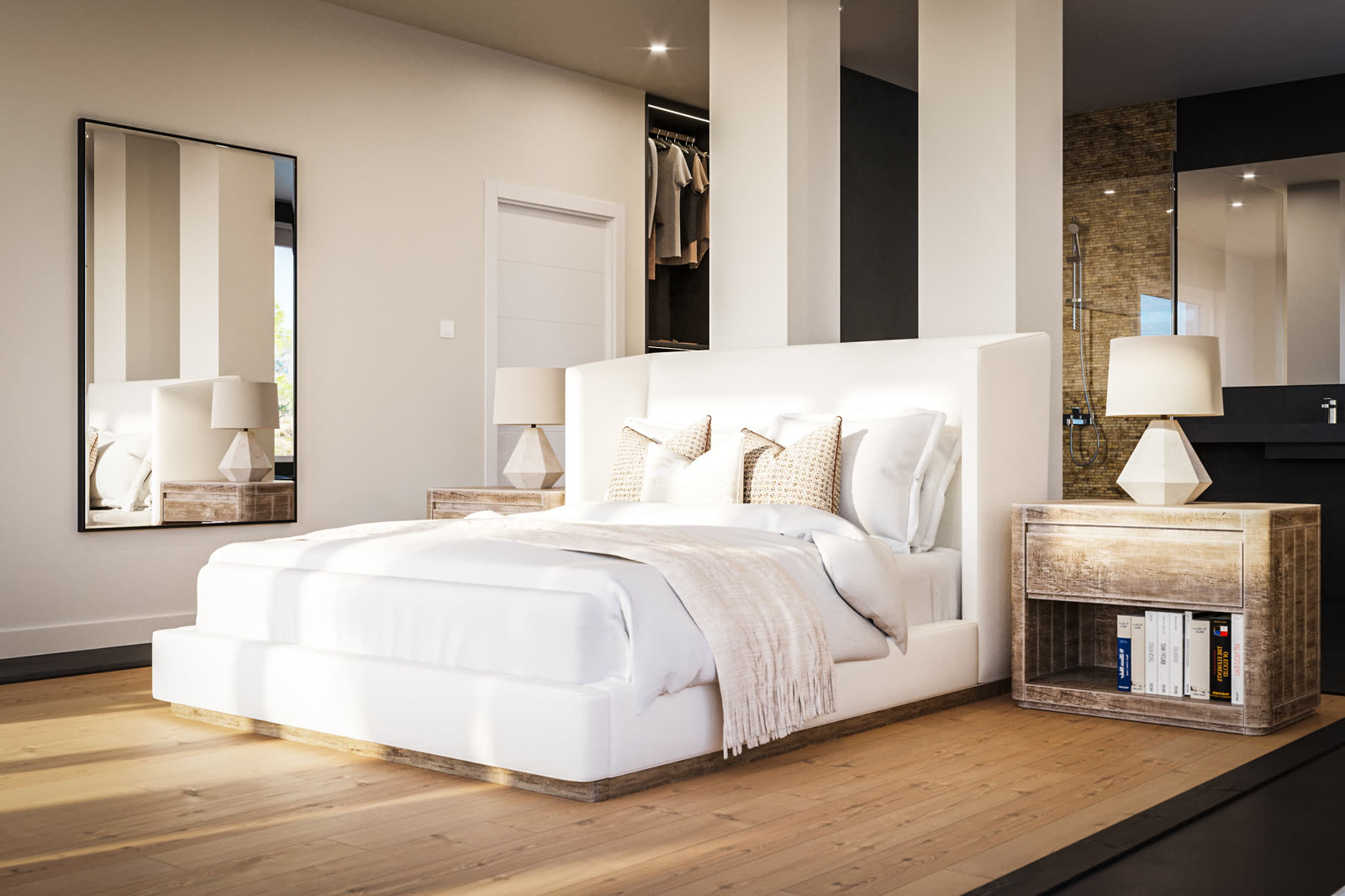 Cala Moli, master bedroom CGI