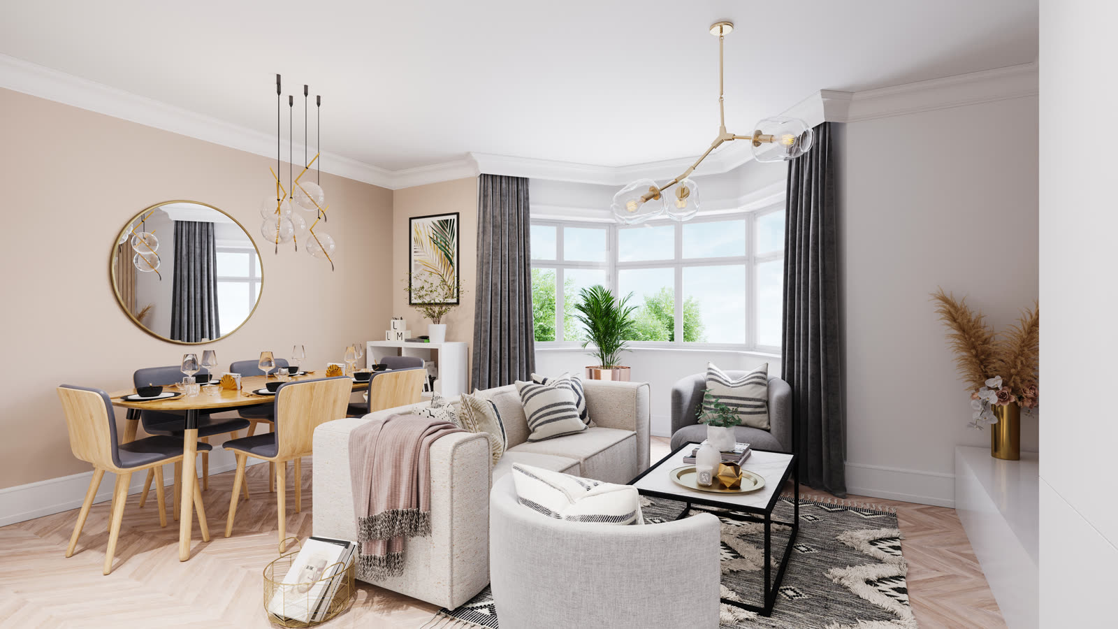 Dukes Avenue, living and dining CGI